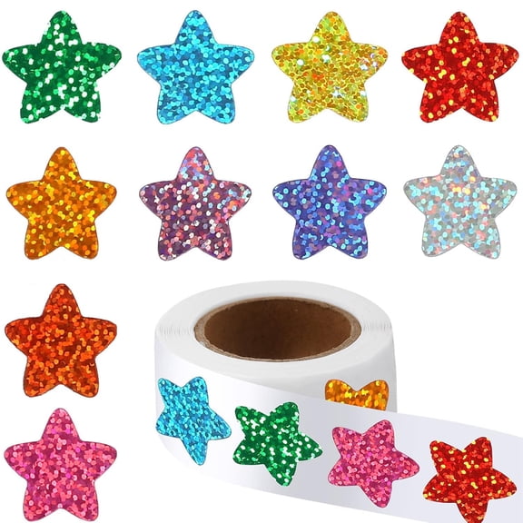 Star Stickers,Glitter Stickers for Kids Reward,Happon 500Pcs 0.98 inch Self Adhesive Colorful Incentive Stickers for Student Behavior Chart,Crafts,School Classroom Teacher Supplies