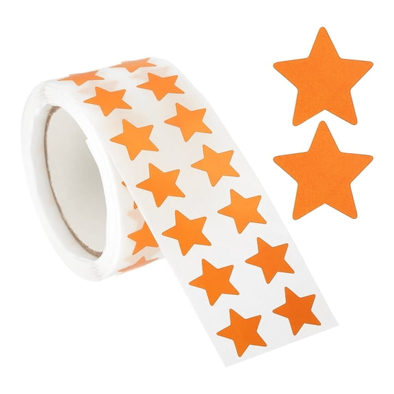 Star Stickers Roll 1/2", 1000 Pcs Self-Adhesive Reward Stickers for Classroom Supplies, Orange