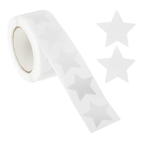 Star Stickers Roll 1", 500 Pcs Self-Adhesive Reward Stickers for Classroom Supplies, White