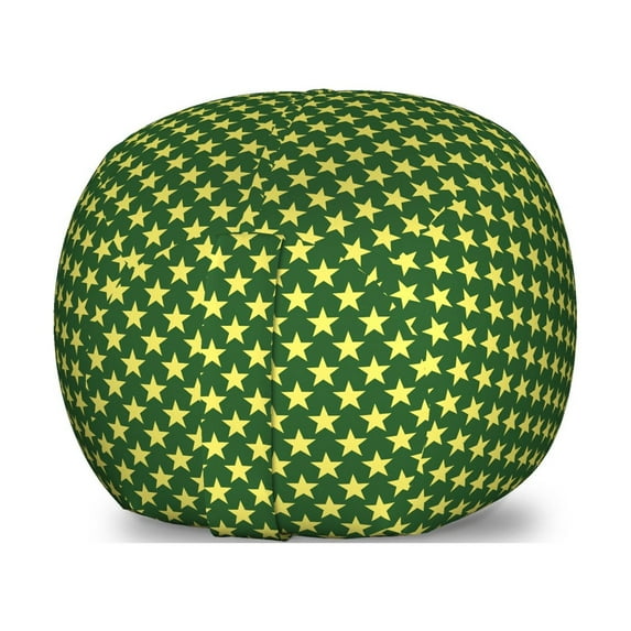 Star Storage Toy Bag Chair, Repetitive Bicolour Pattern with Modern Abstract Classic Symmetric Shape, Stuffed Animal Organizer Washable Bag, Large Size, Green and Pastel Yellow, by Ambesonne