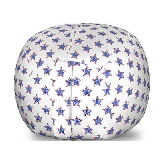 Star Storage Toy Bag Chair, Stars Pattern National Independence Themed Flag Colored USA Print, Stuffed Animal Organizer Washable Bag, Large Size, Navy Red White, by Ambesonne