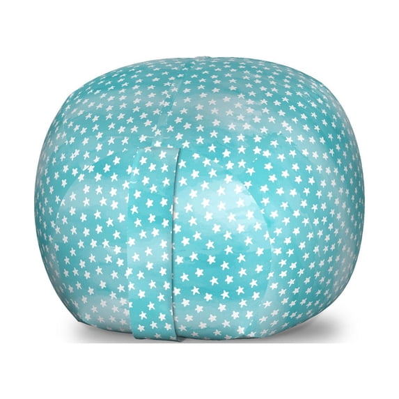 Star Storage Toy Bag Chair, Themed Pattern of Simplistic Night Sky Scene, Stuffed Animal Organizer Washable Bag, Small Size, Pale Blue and White, by Ambesonne