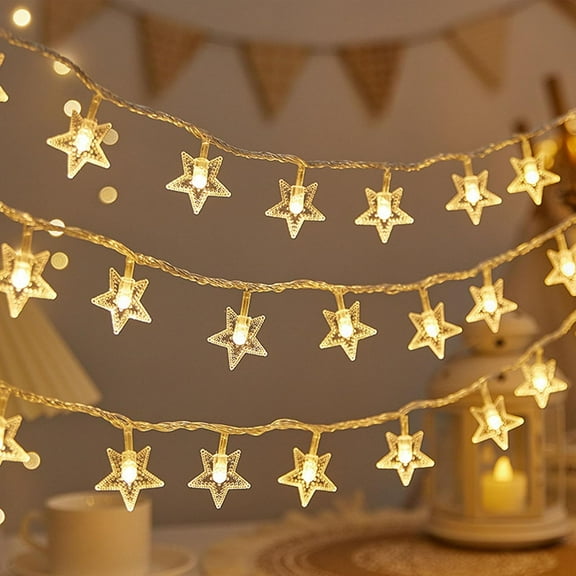 Star String Lights 5Ft 10 LED Fairy Lights Battery Operated Waterproof Indoor Outdoor Twinkle Christmas Lights for Bedroom Party Wedding Xmas Tree Decoration (Warm White)