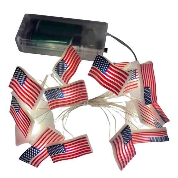 Star String Lights, Battery Powered String Lights, 118 in 30 Led, 4Th of July Decorations, Indoor String Lights, Outdoor Patriotic Decor, United States Flags, 1 Pc