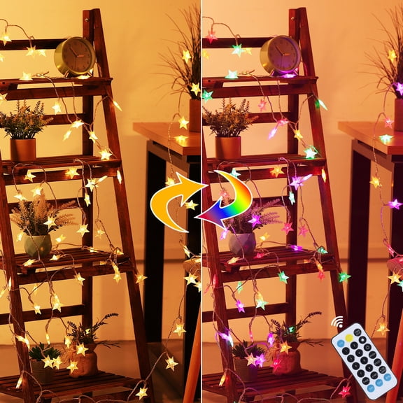 Star String Lights, Color Changing LED Fairy Lights with Remote Control, Waterproof Twinkle Lights for Bedroom, Patio, Party, Holiday Decor