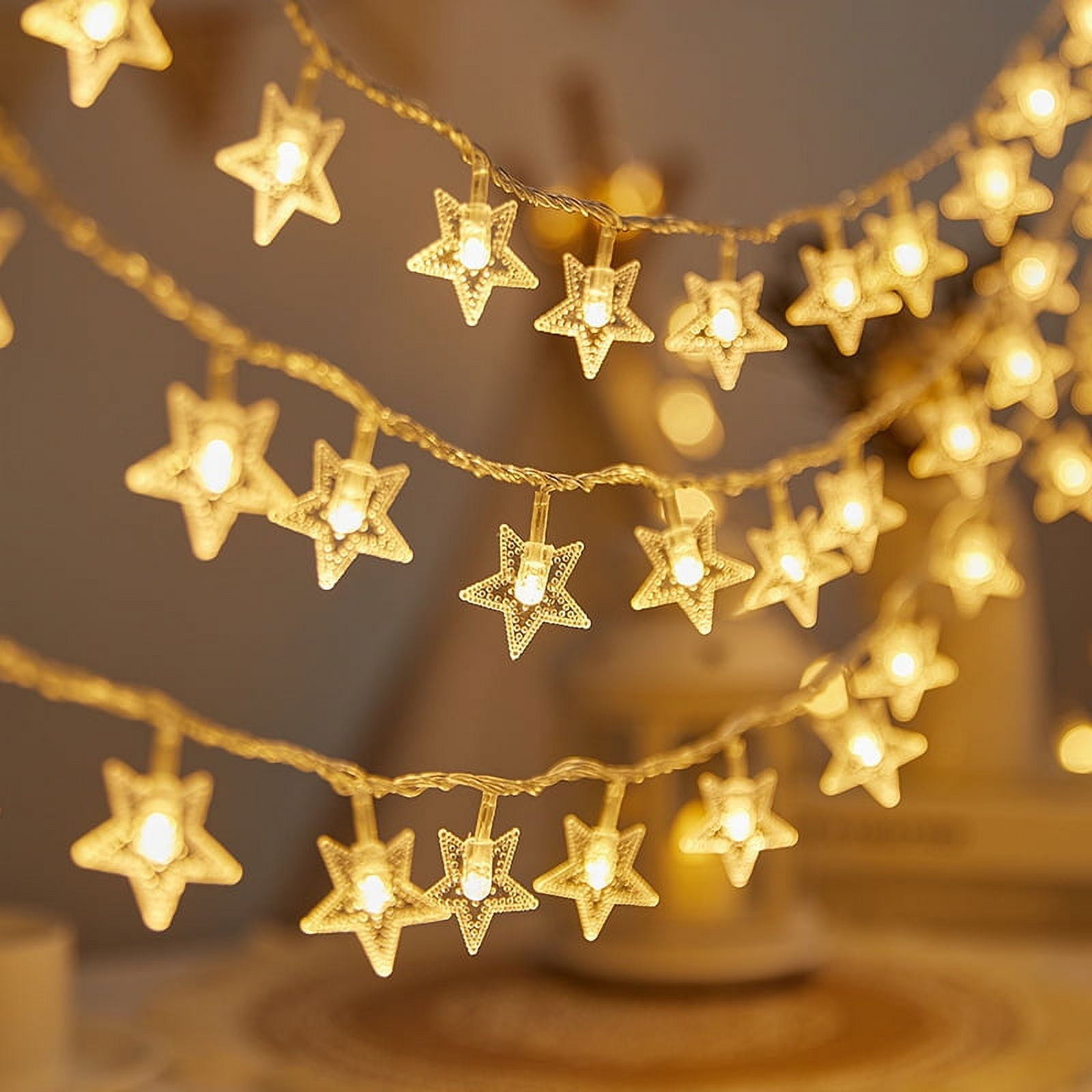 Star String Lights Indoor,20Ft 40LEDs Twinkle Fairy Lights Battery Operated Waterproof Hanging Christmas Lights Indoor Outdoor for Tent Bedroom Patio Party