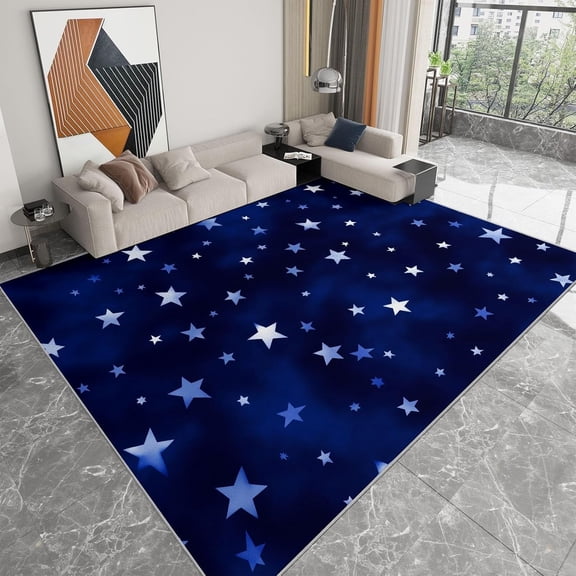 Star Stripe Area Rugs, Astronaut Theme Stars Stripes Carpet, Washable Non Slip Low Pile Soft Rug for Living Room Bedroom Bathroom Decor Mat 2x3ft