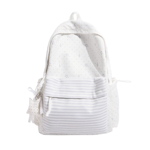 Star and Stripe Student School Backpack,Fresh Storage Bookbag and Casual Travel Daypack for Campus,Classes,Commuting,Weekend Trips and Everyday Use,White
