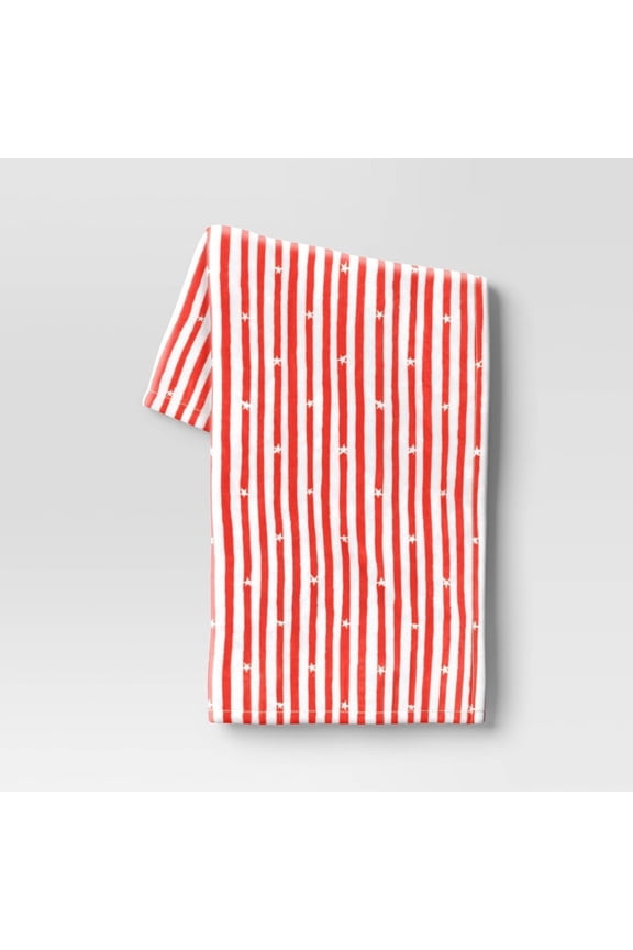 Star Striped Printed Plush Throw Blanket Red/White - Sun Squad