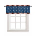 thumbnail image 1 of Star Stripes Flag Linen Curtain Valance for Bedroom/Bathroom/Kitchen/Office/Living/Dining Room Window,Rustic Shabby Chic Wood Grain Pocket Topper Drapes Decorative Cafe Drapery Panel 54"x18", 1 of 6