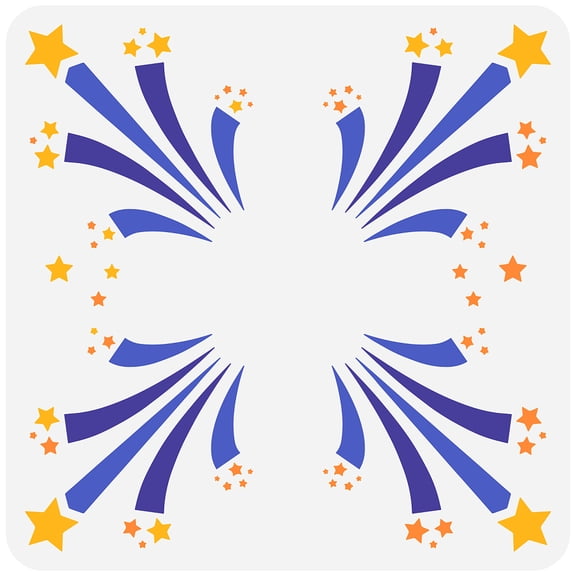Star Struck Painting Stencil 11.8x11.8inch Reusable Starburst Pattern Drawing Template Shooting Stars Pattern Decoration Stencil