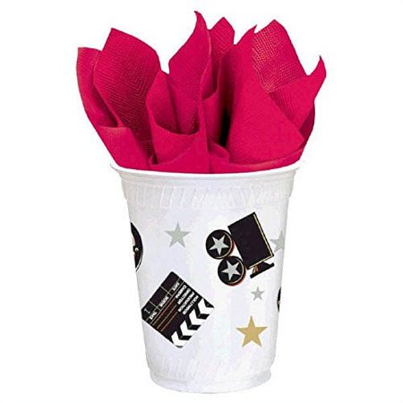 Star Studded Hollywood Themed Party Director's Cut Cups (8 Piece), Black/White, 5.9 x 3.8"