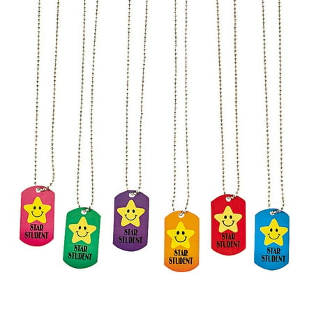 Star Student Dog Tag Necklaces - Jewelry - 12 Pieces