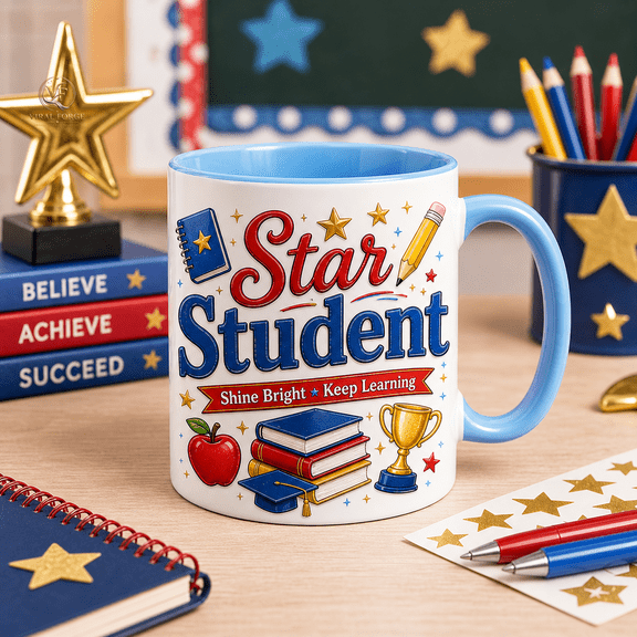 Star Student Mug 11oz & 15oz, Shine Bright Keep Learning School Gift