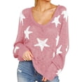 thumbnail image 1 of Star Sweater Women Vintage Long Sleeve Knit Sweater Yk2 Star Pattern Crew Neck Casual Pullover Top(A), 1 of 3