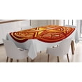 thumbnail image 1 of Star Tablecloth, Heavenly Body Symbol with Warm Tones Star Seal with Circular Frame Illustration, Rectangular Table Cover for Dining Room Kitchen, 52 X 70 Inches, Yellow and Ruby, by Ambesonne, 1 of 3