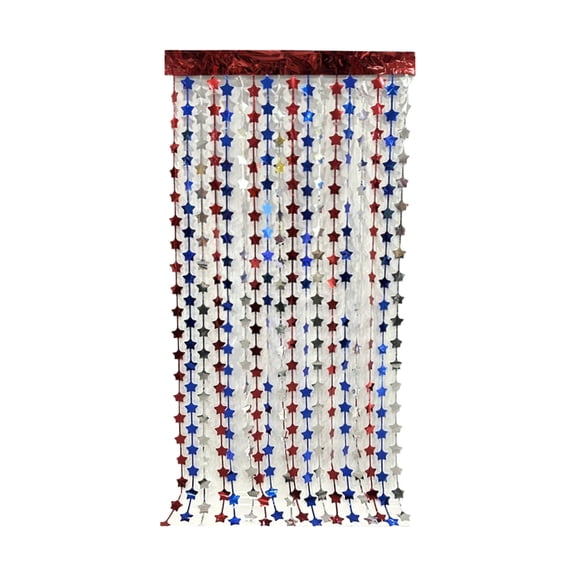 Star Tassel Door Curtain | Patriotic Party Backdrop | Shiny Metallic Streamer for,4th of July Decor | Photo Booth Props & Wall Hanging Party Supplies | Festive