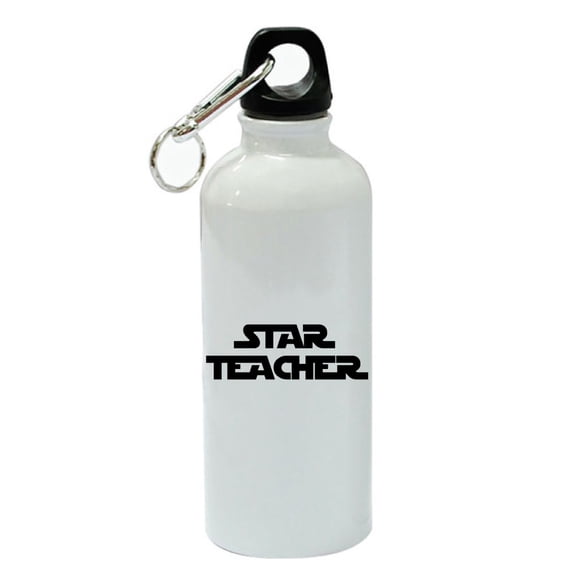 Star Teacher White Aluminum Sports 20 oz Water Bottle