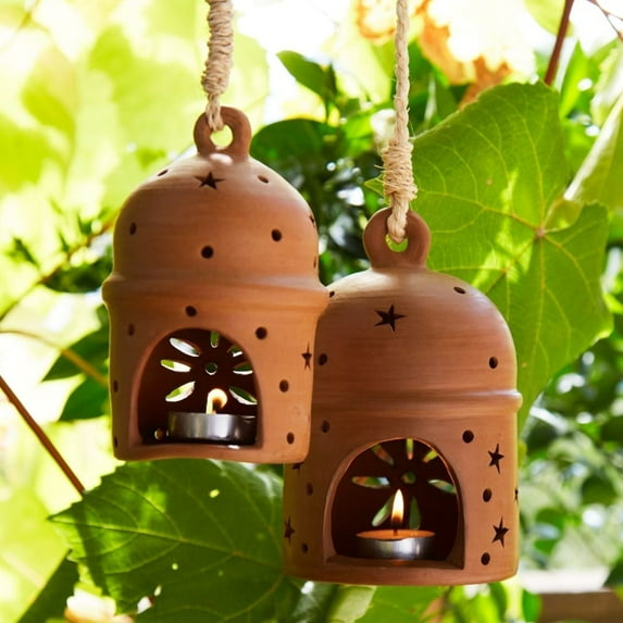 Star Terracotta Hanging Lantern Set