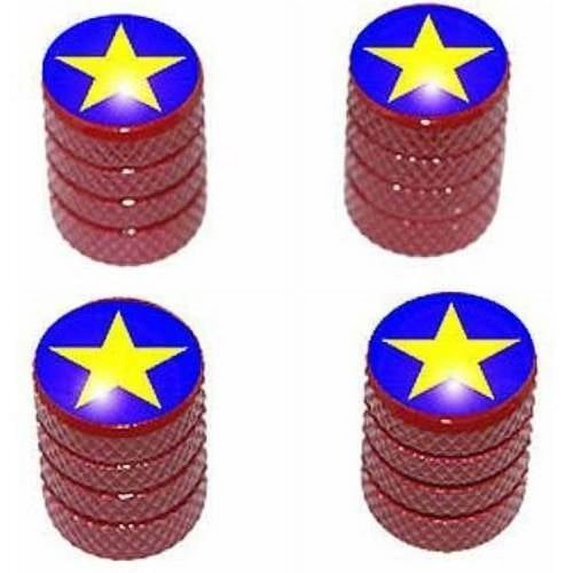 Star Tire Rim Wheel Aluminum Valve Stem Caps, Multiple Colors