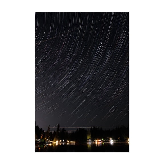 Star Trails over Lake Whitman, Washington - Graham Washington Photography Night Sky Stars Astronomy Lake Nightlife Scenic Unframed Wall Art Print 4 x 6 inches