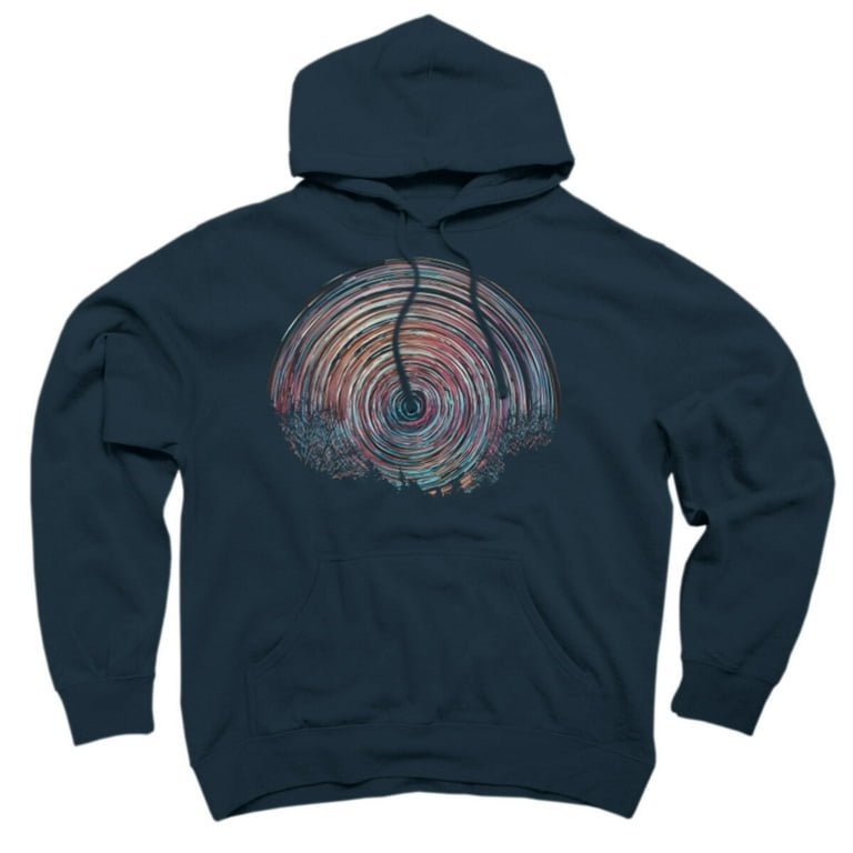 Star Trails Nightscape Navy Blue Graphic Pullover Hoodie