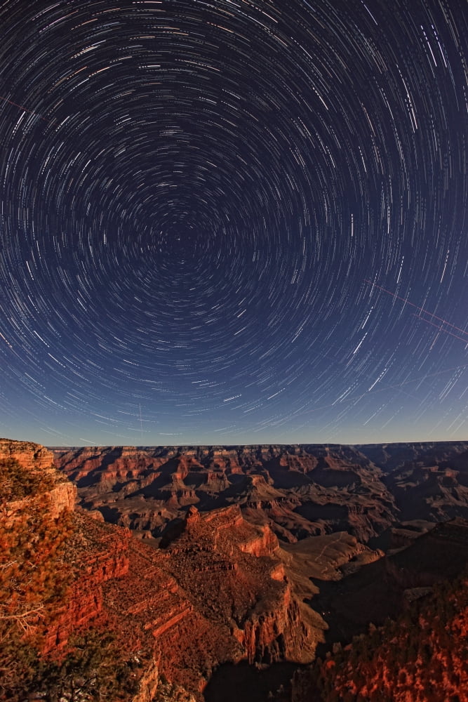 Star Trails Over The Grand Canyon Arizona Canvas Art - Robert Postma Design Pics (22 x 34)
