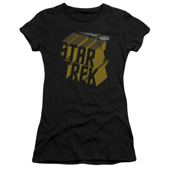 Star Trek - 3D Logo - Juniors Teen Girls Cap Sleeve Shirt - X-Large