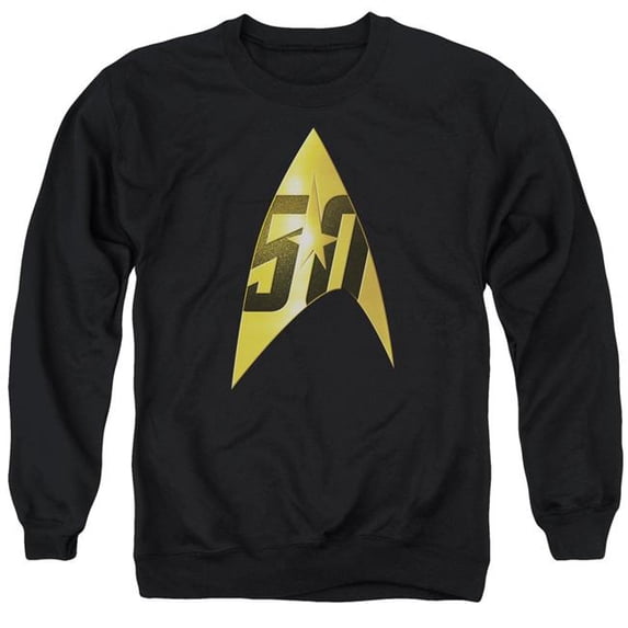 Star Trek & 50Th Anniversary Delta Adult Cotton & Polyster Crewneck Sweatshirt, Black - Medium