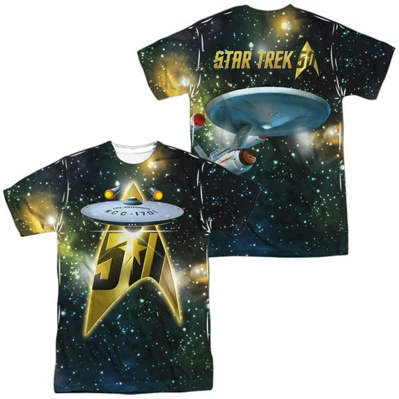 Star Trek 50Th Ship Unisex Adult Sublimated Costume T Shirt (Front/Back), Large Multicolor