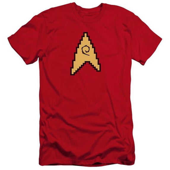 Star Trek & 8 Bit Engineering Premium Canvas Adult Cotton Slim Fit 30-1 T-Shirt, Red - Large
