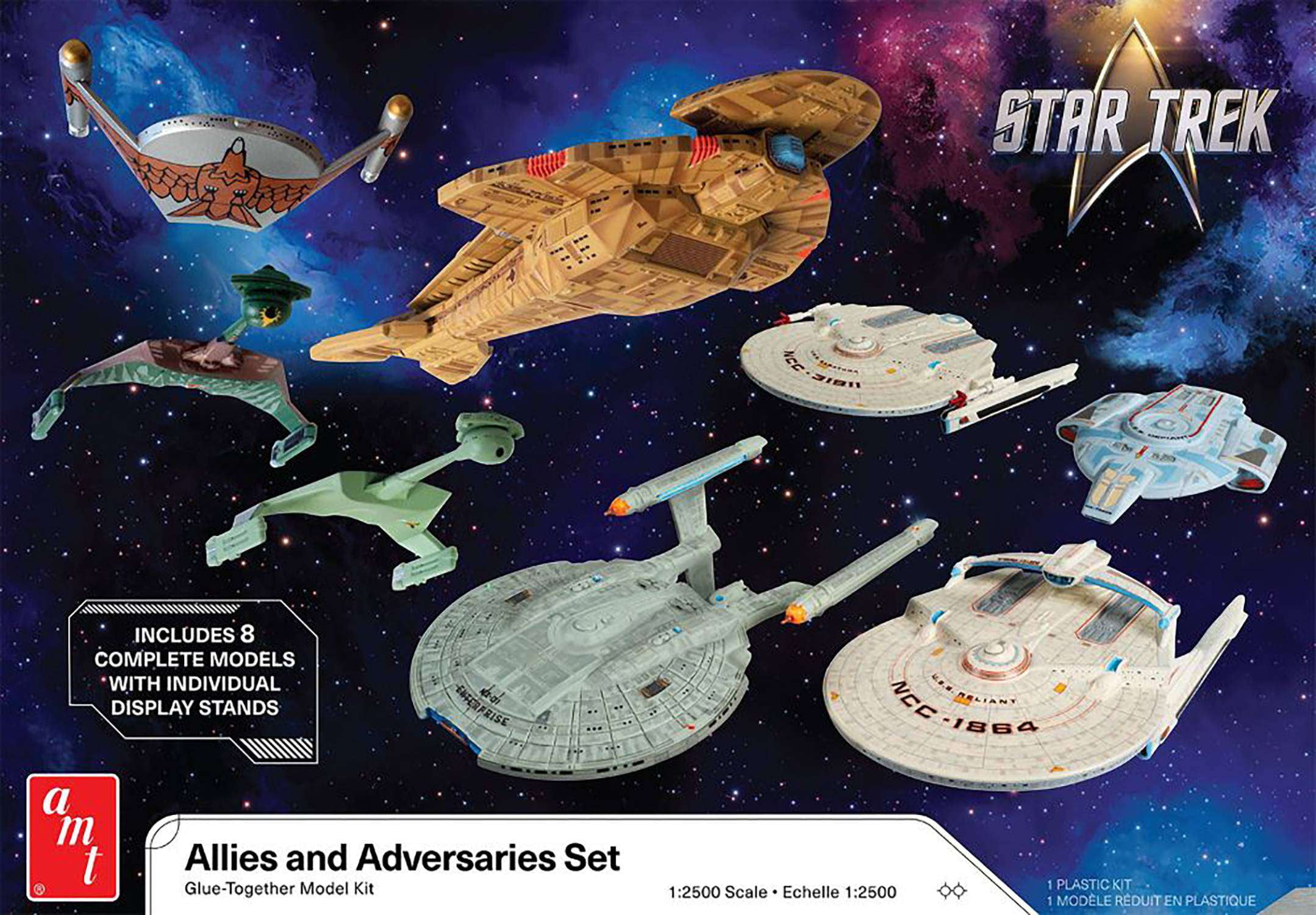 Allies and Adversaries Space Ship Set "Star Trek" Franchise (Skill 2) 1/2500 scale Plastic Model Kit by AMT