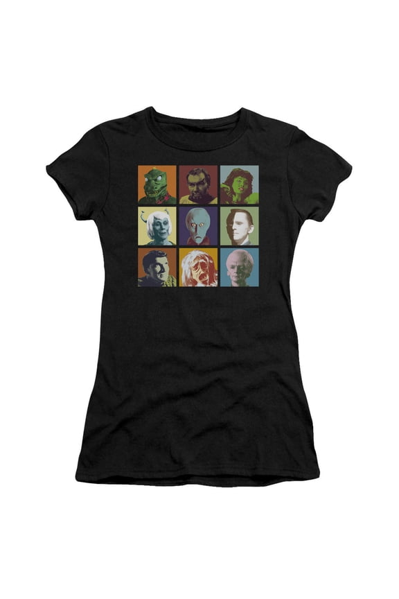 Star Trek Alien Squares Junior Women's Sheer T-Shirt Black