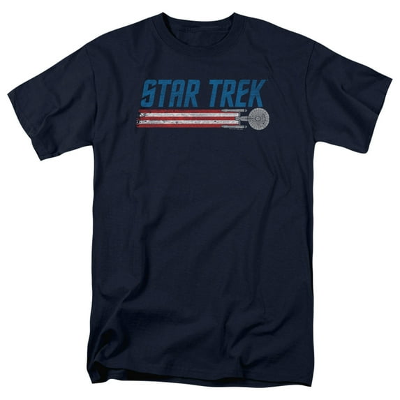 Star Trek Americana Enterprise Adult 18/1 T-Shirt Navy