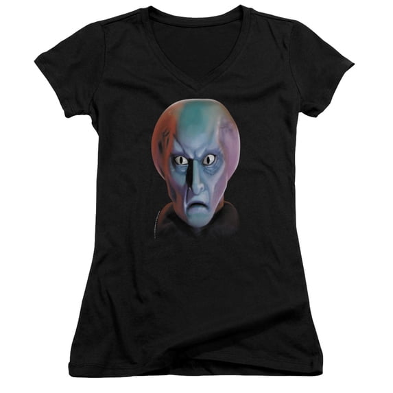 Star Trek Balok Head Junior Women's V-Neck T-Shirt Black