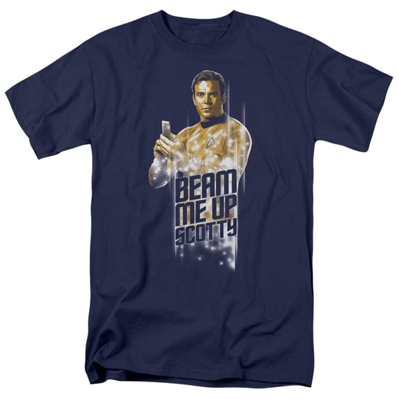 Star Trek Beam Me Up Adult 18/1 T-Shirt Navy