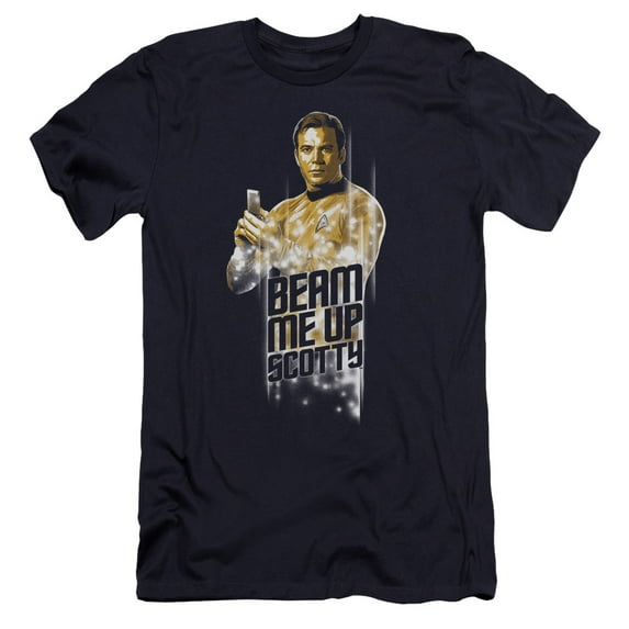 Star Trek Beam Me Up Premium Canvas Adult Slim Fit 30/1 T-Shirt Navy