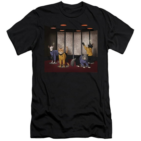 Star Trek Beam Meow Up Hbo Adult 30/1 T-Shirt Black