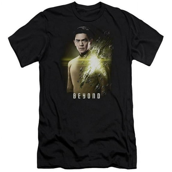 Star Trek Beyond & Sulu Poster Premium Canvas Adult Cotton Slim Fit 30-1 T-Shirt, Black - Small
