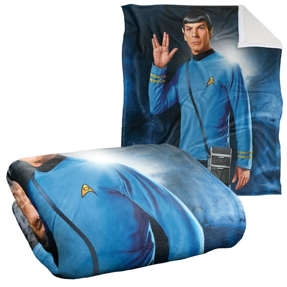 Star Trek Blanket, 50"x60", Spock Silky Touch Sherpa Back Super Soft Throw Blanket