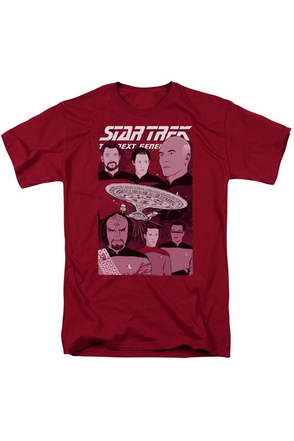Star Trek Captain And Crew Adult 18/1 T-Shirt Cardinal