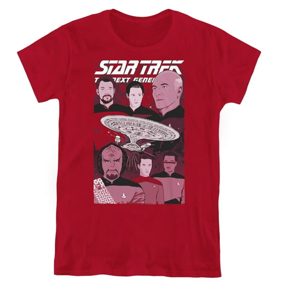 Star Trek Captain And Crew Women's T-Shirt Cardinal