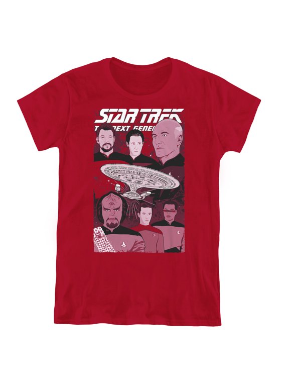 Star Trek Captain And Crew Women's T-Shirt Cardinal