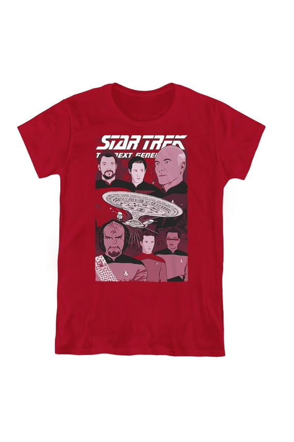 Star Trek Captain And Crew Women's T-Shirt Cardinal