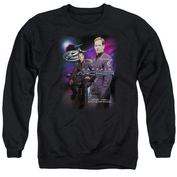 Star Trek Captain Archer Adult Crewneck Sweatshirt Black