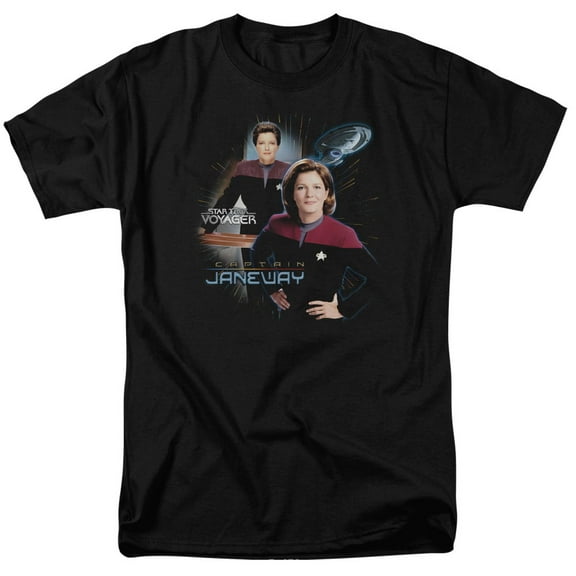 Star Trek - Captain Janeway - Adult Unisex Short Sleeve T-Shirt - Black