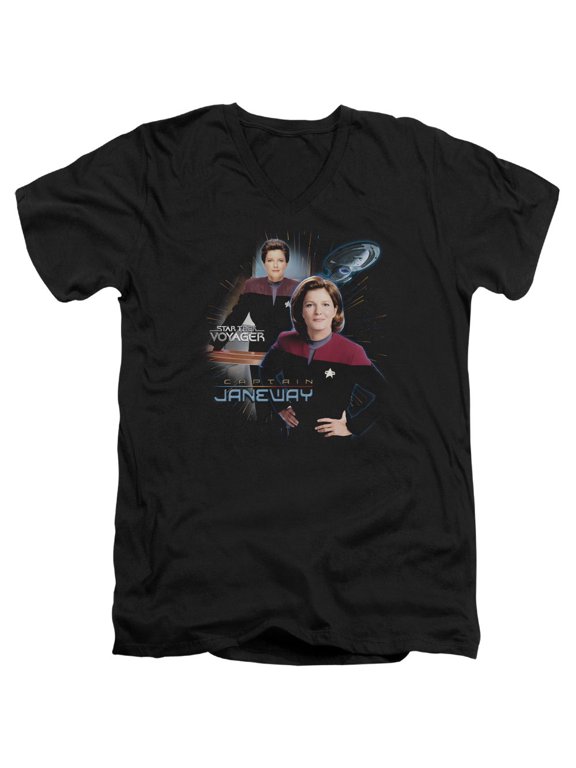 Star Trek Captain Janeway Adult V-Neck T-Shirt Black