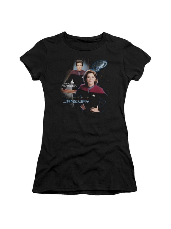 Star Trek - Captain Janeway - Juniors Teen Girls Cap Sleeve Shirt - Medium