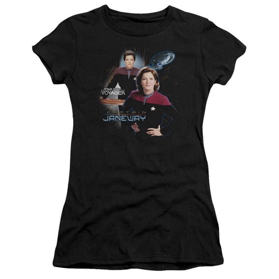 Star Trek - Captain Janeway - Juniors Teen Girls Cap Sleeve Shirt - Medium