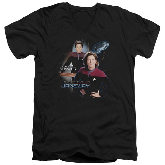 Star Trek - Captain Janeway - Slim Fit V Neck Shirt - Large